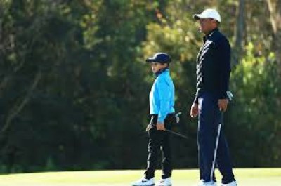 Tiger and son Charlie four shots back in Orlando team event